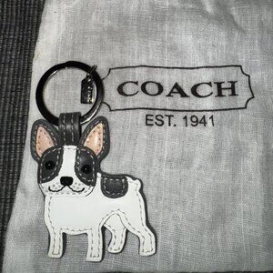 Coach Authentic French Bulldog Dog Fob Keychain Keyring Pouch RARE Discontinued
